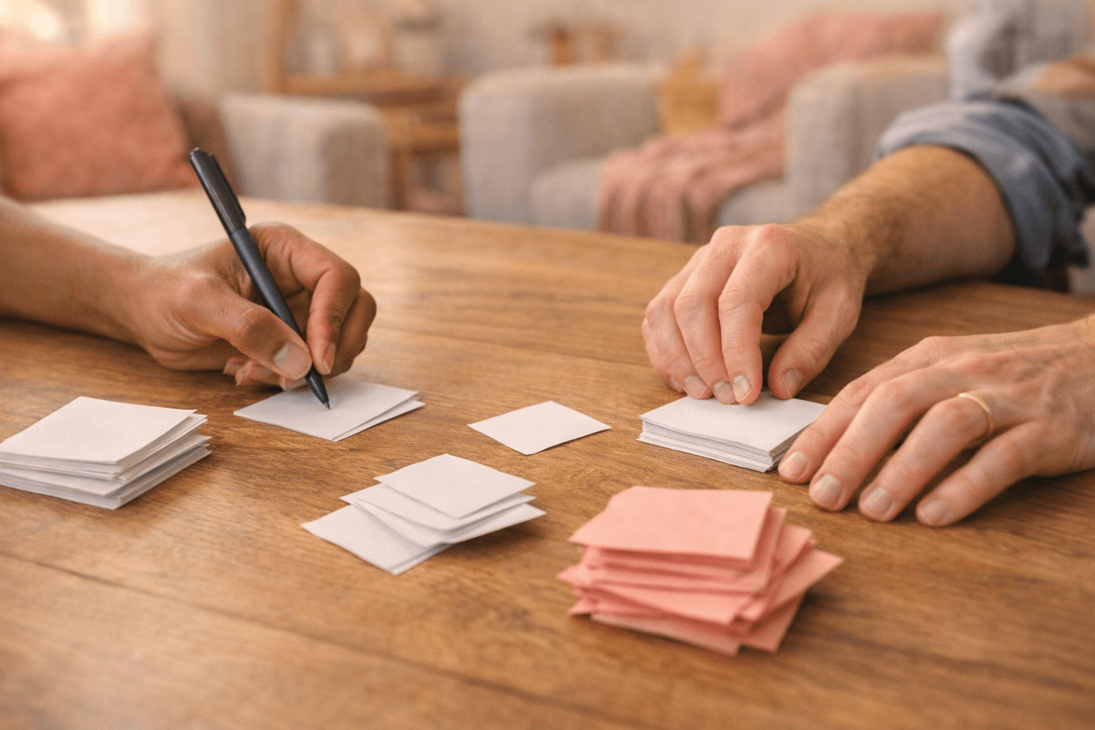 Writing game actions on small papers